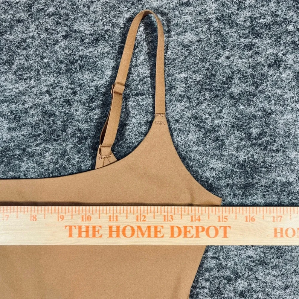 PINK Victoria's Secret Maxi Slip Dress Womens Medium Tan Camel Bodycon Stretch